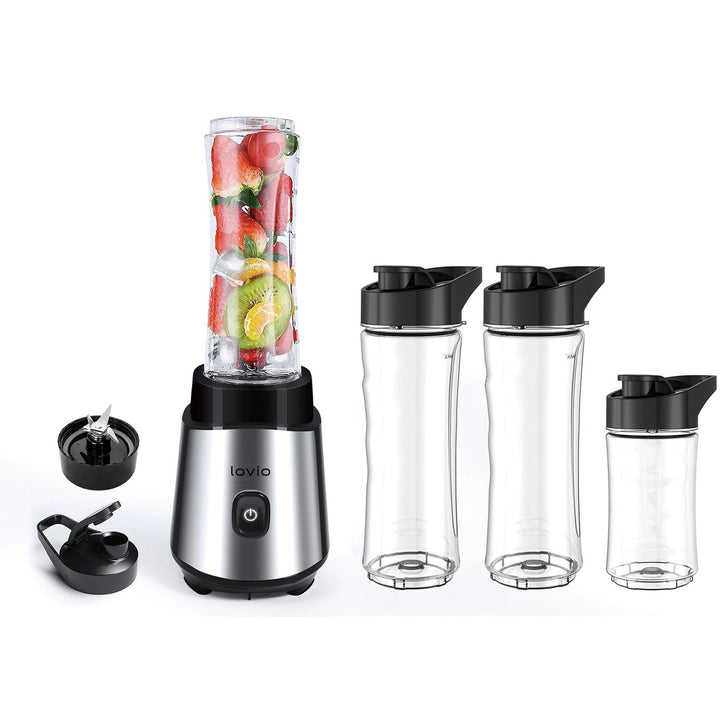 Stávočkový mixér LOVIO LVJBL001, výkon 500 W, skleněná nádoba 600 ml, 3 láhve