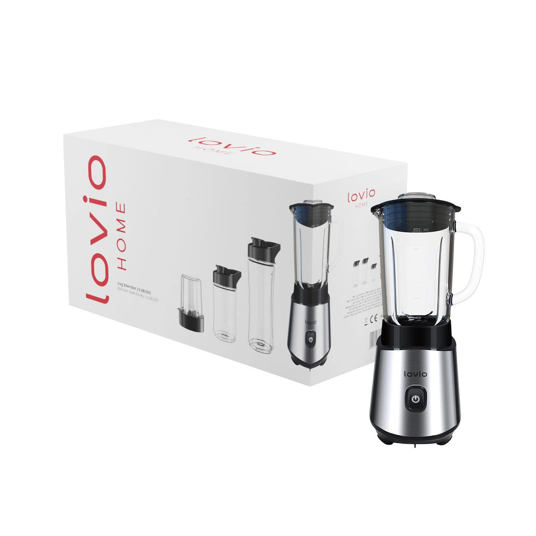 Stávočkový mixér LOVIO LVJBL001, výkon 500 W, skleněná nádoba 600 ml, 3 láhve