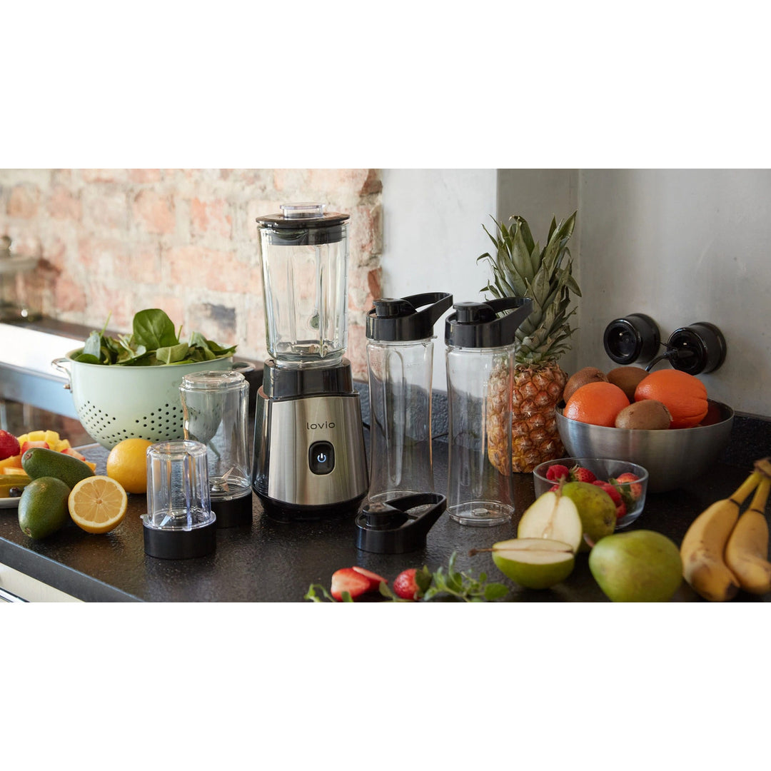 Stávočkový mixér LOVIO LVJBL001, výkon 500 W, skleněná nádoba 600 ml, 3 láhve