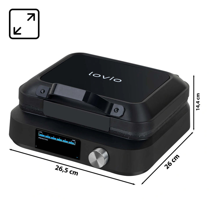 Vaflovač LOVIO PerfectCrisp, 2 velké vafle, 1500 W, 6 stupňů propečení, LVWF002BK