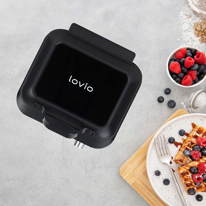 Vaflovač LOVIO PerfectCrisp, 2 velké vafle, 1500 W, 6 stupňů propečení, LVWF002BK
