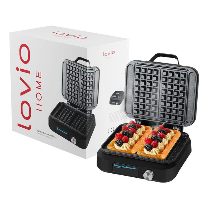 Vaflovač LOVIO PerfectCrisp, 2 velké vafle, 1500 W, 6 stupňů propečení, LVWF002BK