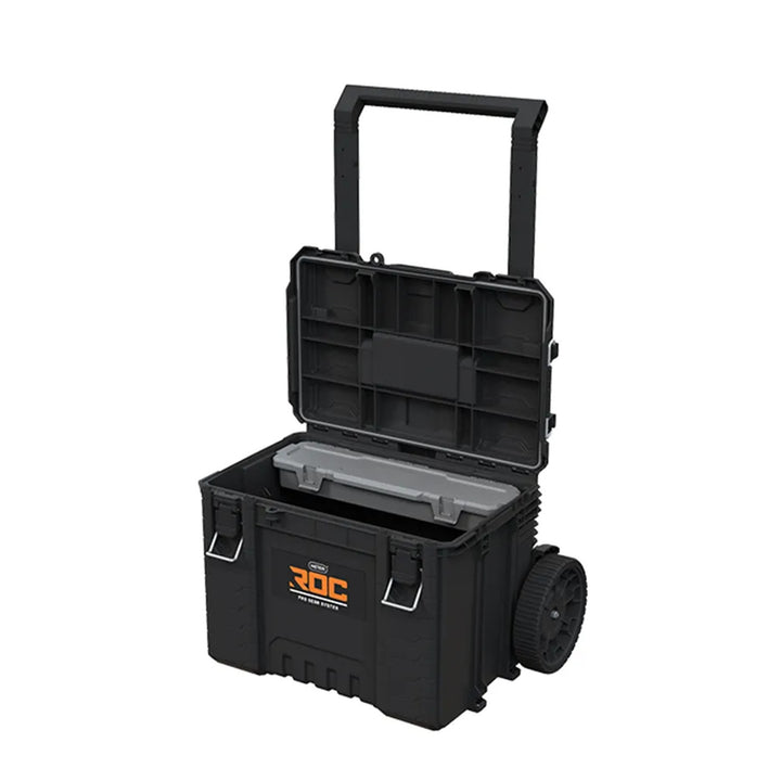 Sada 3 nářadíových beden Keter ROC Pro Gear 2.0, celkový objem 110 l, stupeň ochrany IP65, odnímatelná teleskopická rukojeť, možnost uzamčení visacím zámkem, 256982
