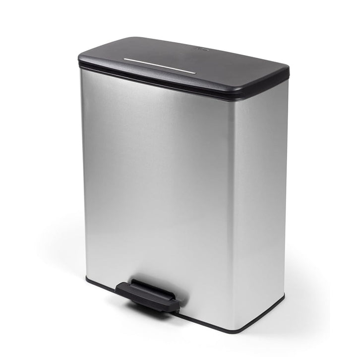 Odpadkový koš s pedálem Curver, nádoby 2×26 l, metalizovaný, stříbrná barva, 251002