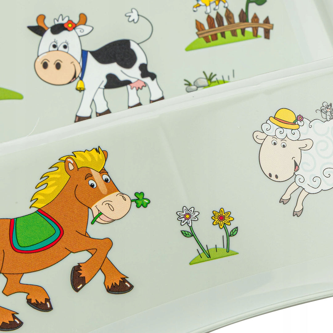 Dětský dvoustupňový schůdek Keeeper s protiskluzovou úpravou, řada „Funny Farm“, nosnost až 120 kg, 1003132006300