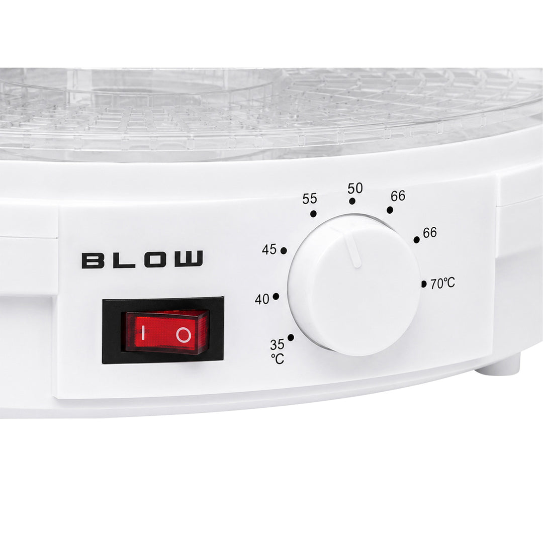 Sušička na houby, zeleninu a ovoce Blow, výkon 500 W, 6 sítí v balení, nastavení teploty 35–75 °C, 44–175