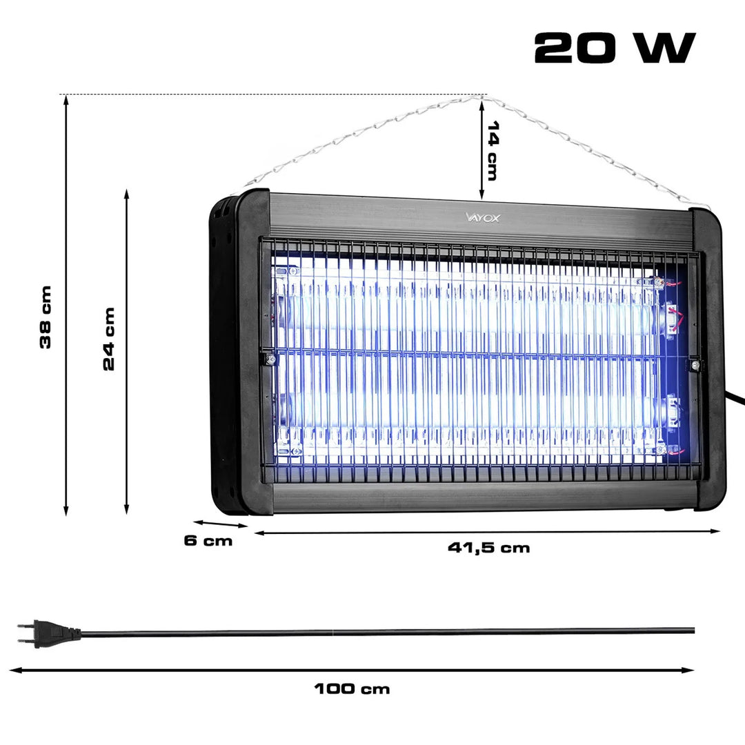 Lampa na hubení hmyzu – komáry, mouchy, můry, elektrická past, UV, 20 W, Vayox
