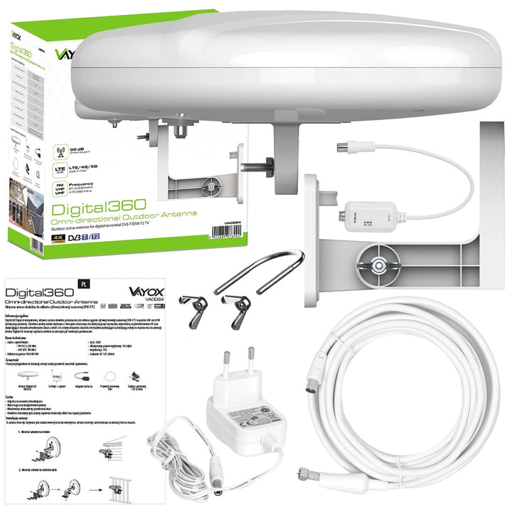 Venkovní anténa Digital360 4G LTE FM VHF UHF VA0024 Vayox