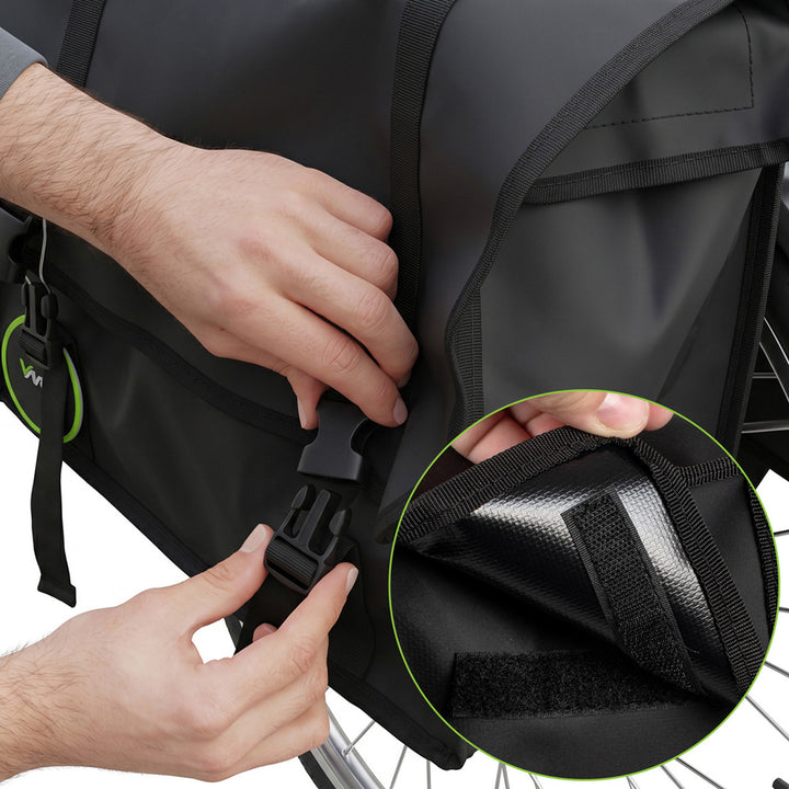 Dvojitá cyklistická taška na nosič z PVC s držadlem, černá, 40 l, VA0446, Vayox