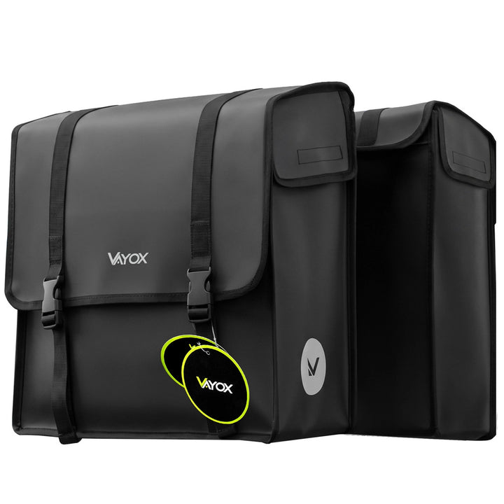 Dvojitá cyklistická taška na nosič z PVC s držadlem, černá, 40 l, VA0446, Vayox