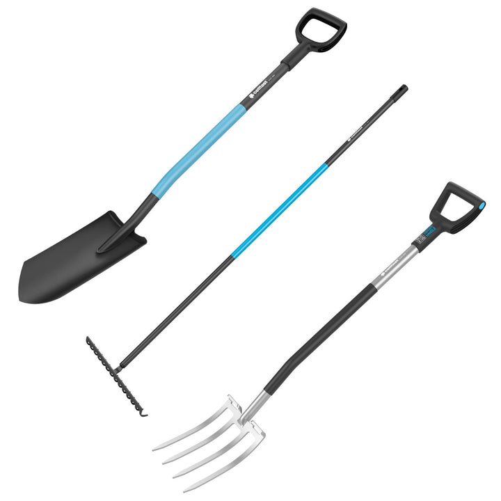 Školkařská / drenážní rýč CELLPRO + vidle ENERGO + univerzální kovové hrábě CELLPRO, Cellfast