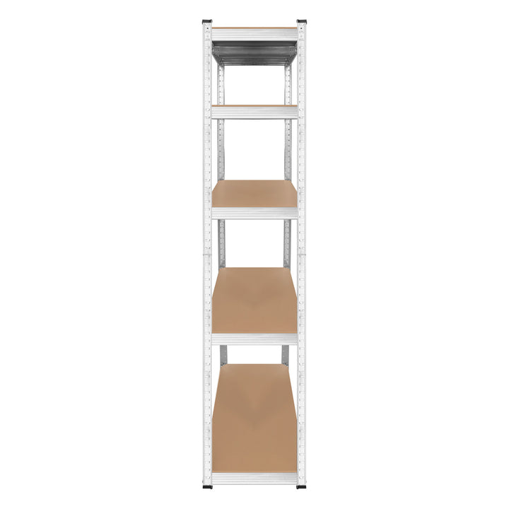 Kovový skladový regál, 5 polic, maximální nosnost až 750 kg, 180 × 90 × 40, stříbrný, značka Rebel, 2 ks
