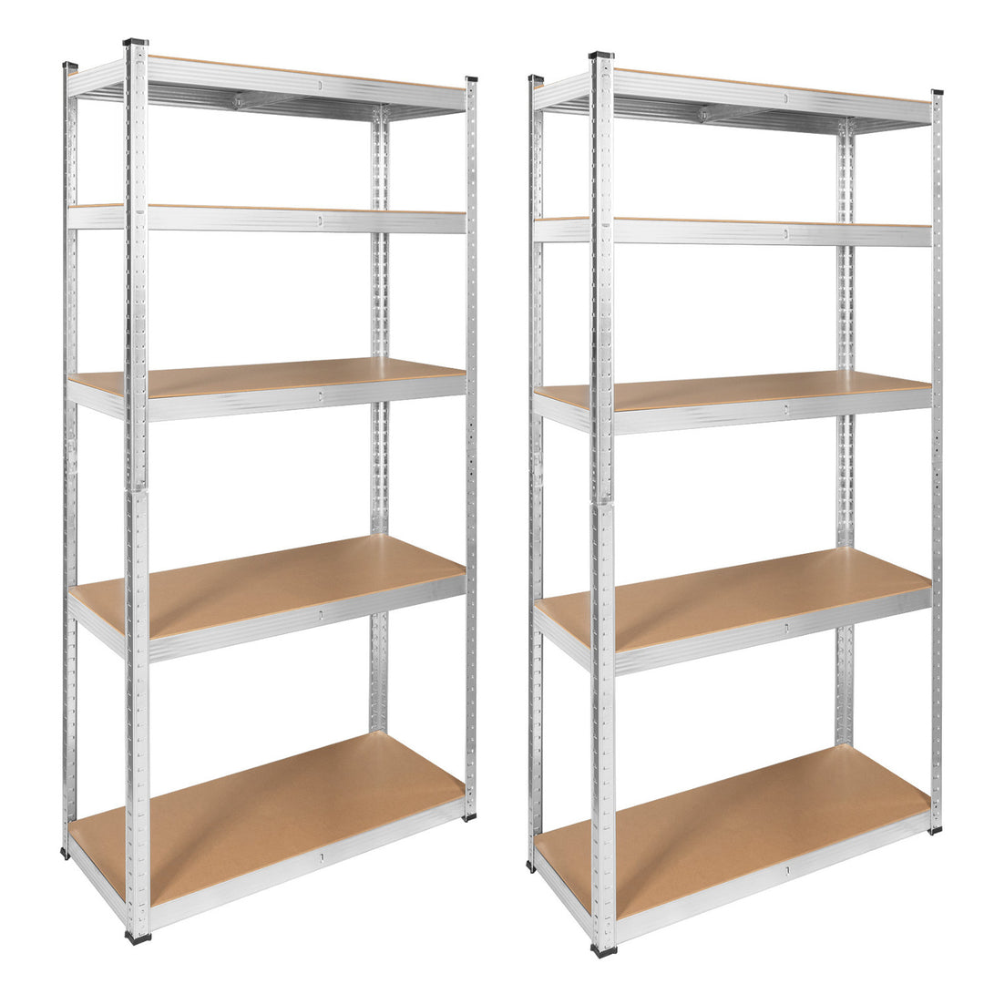 Kovový skladový regál, 5 polic, maximální nosnost až 750 kg, 180 × 90 × 40, stříbrný, značka Rebel, 2 ks