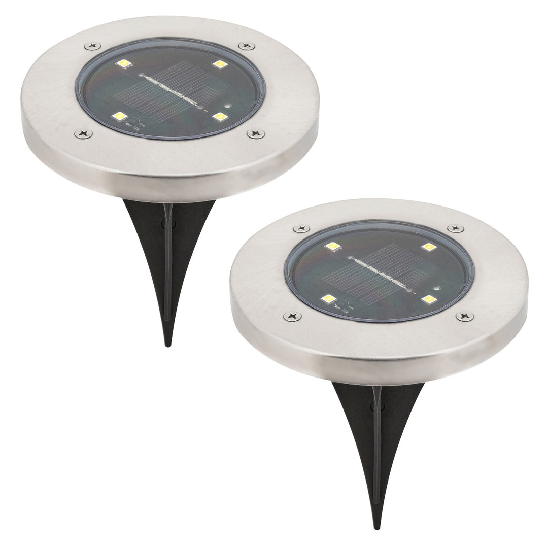 Solární zahradní lampa Rabalux Dannet, IP44, barva saténový chrom, 7975, 2 kusy