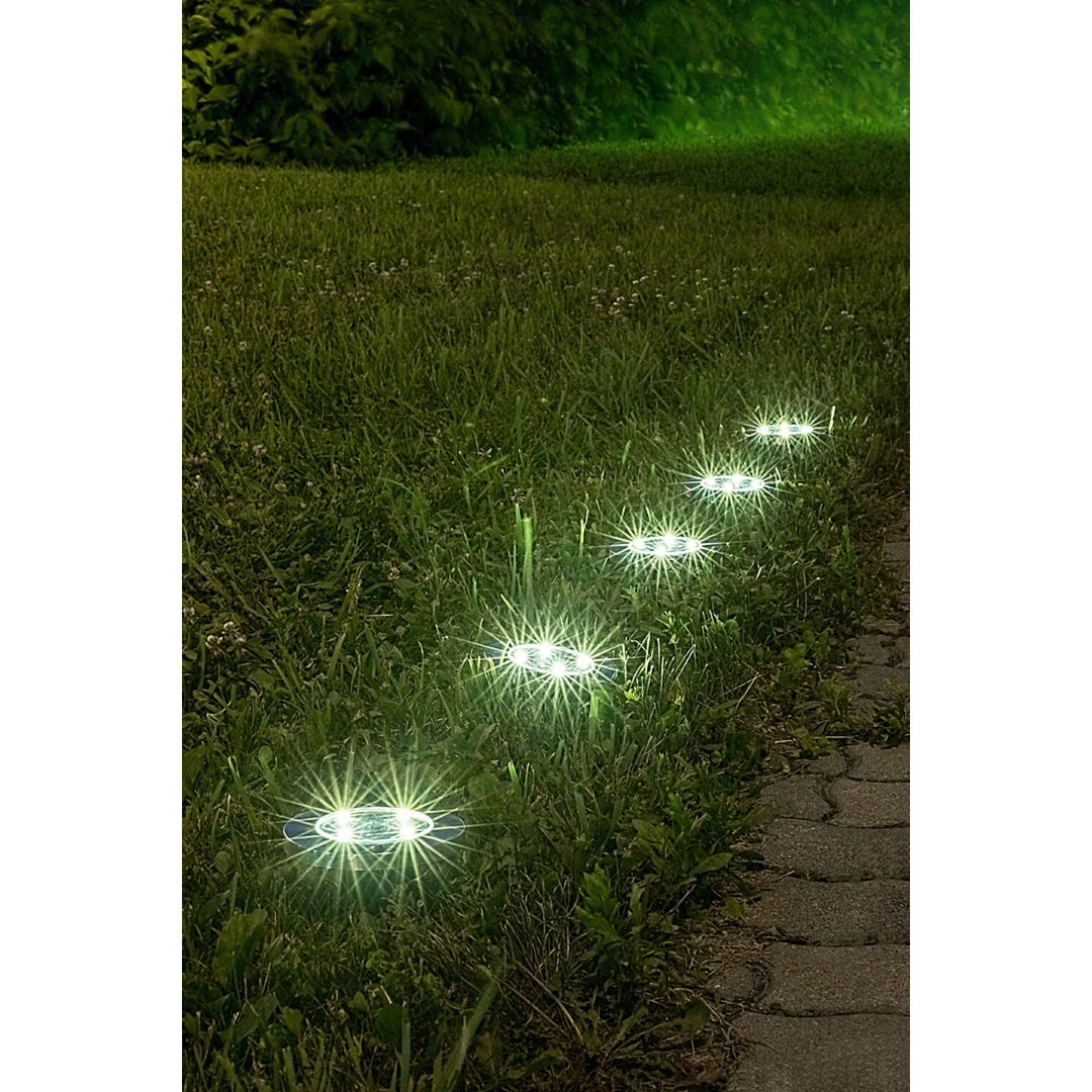 Solární zahradní lampa Rabalux Dannet, IP44, barva saténový chrom, 7975, 4 kusy