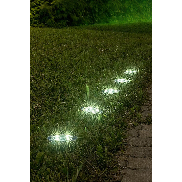 Solární zahradní lampa Rabalux Dannet, IP44, barva saténový chrom, 7975, 4 kusy