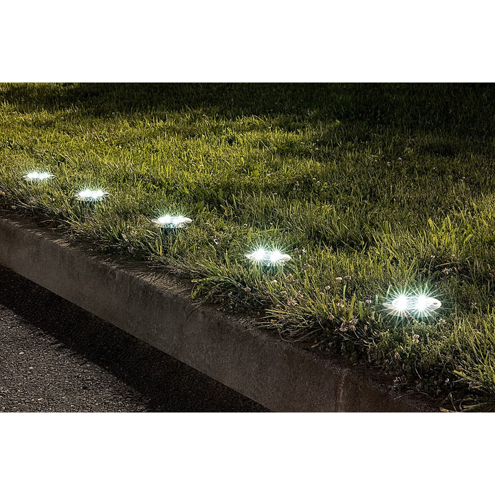 Solární zahradní lampa Rabalux Dannet, IP44, barva saténový chrom, 7975, 4 kusy