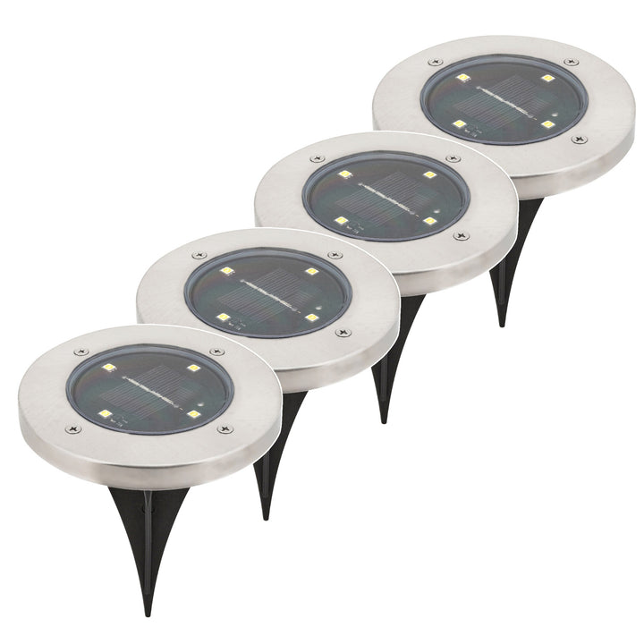 Solární zahradní lampa Rabalux Dannet, IP44, barva saténový chrom, 7975, 4 kusy