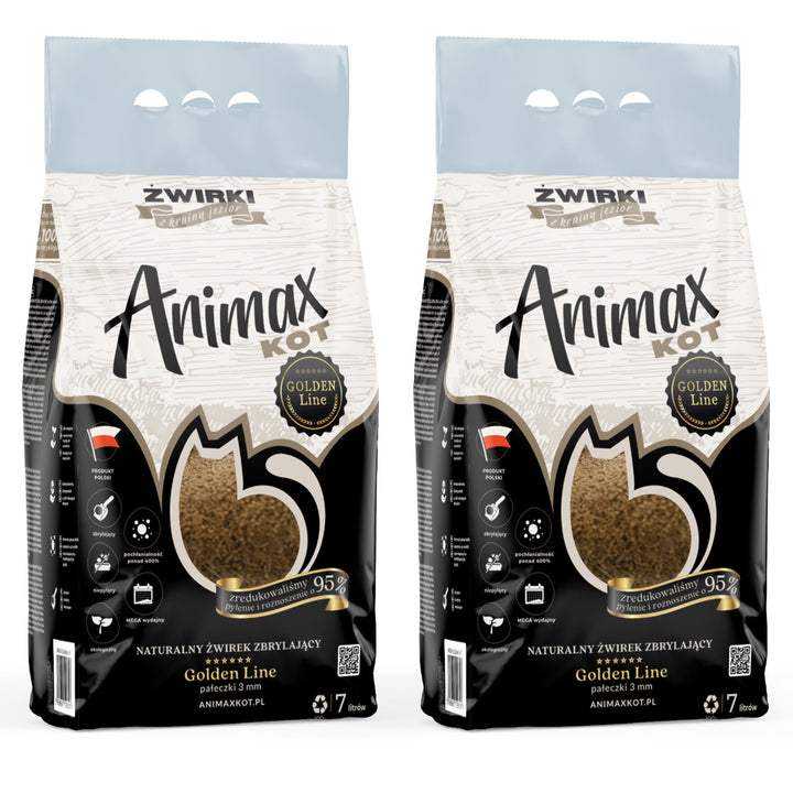 Agregující stelivo, Animax Golden line 3 mm, malé kuličky, 2 pytle po 7 l