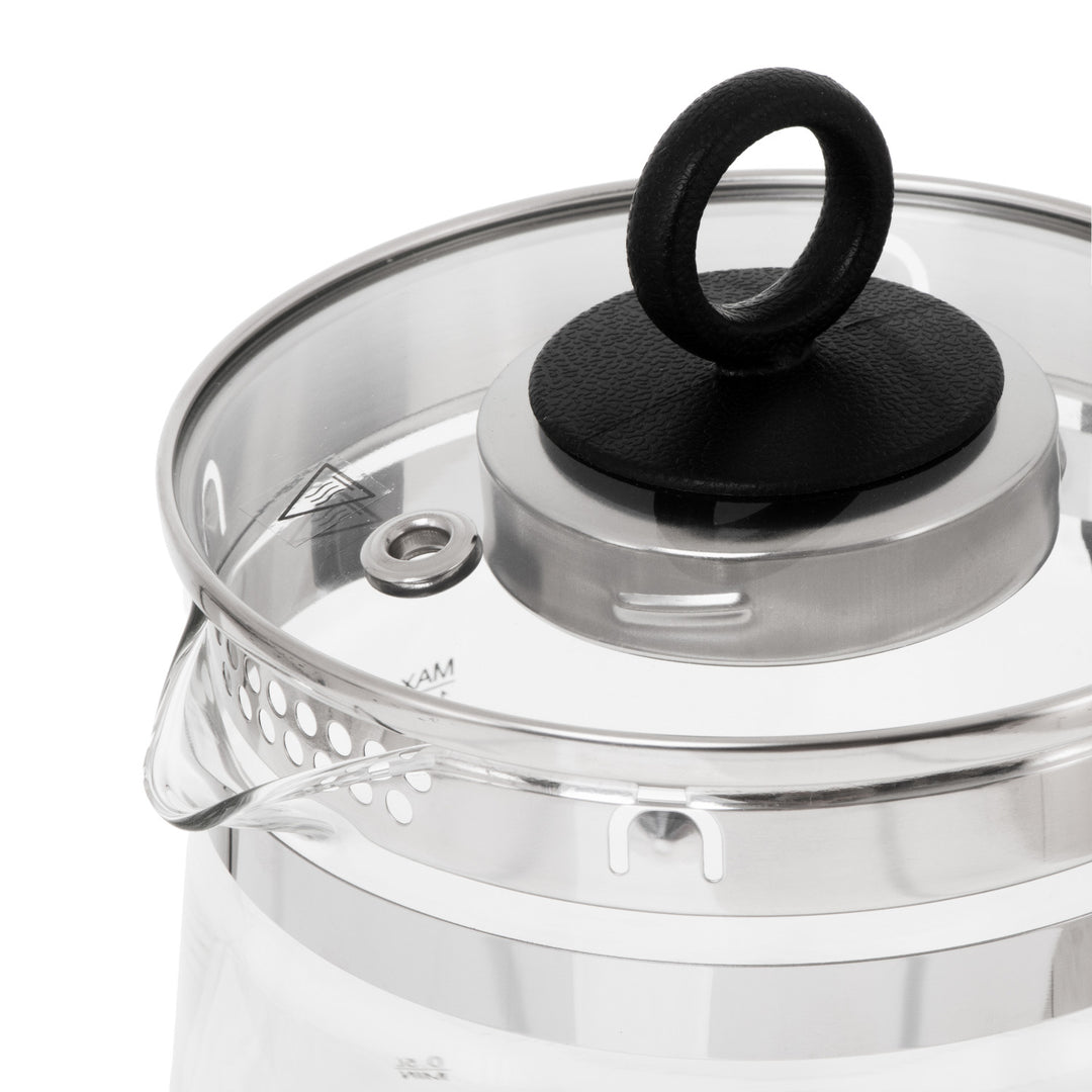 Skleněná rychlovarná konvice 1,5 l s infuzérem a regulací teploty 2200 W, LED 60–100 °C, Adler AD 1299, černá