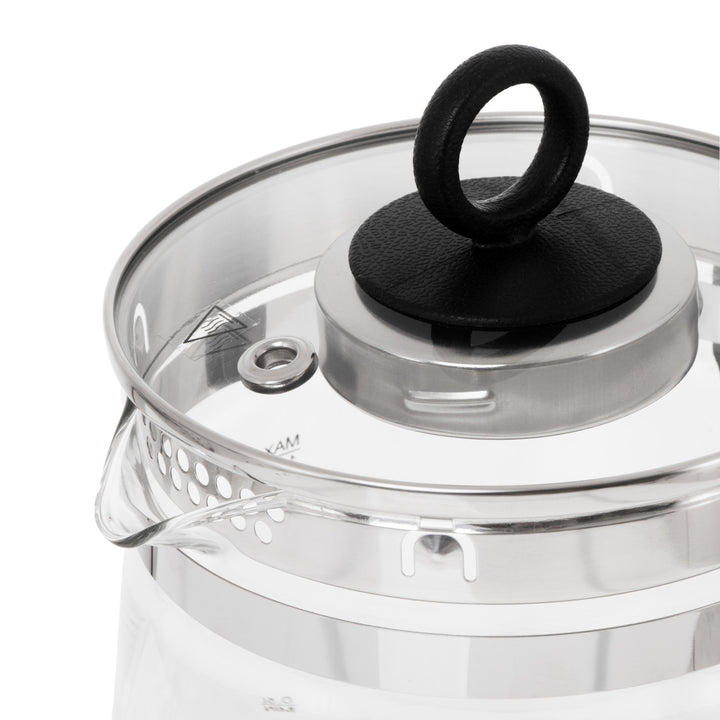Skleněná rychlovarná konvice 1,5 l s infuzérem a regulací teploty 2200 W, LED 60–100 °C, Adler AD 1299, černá