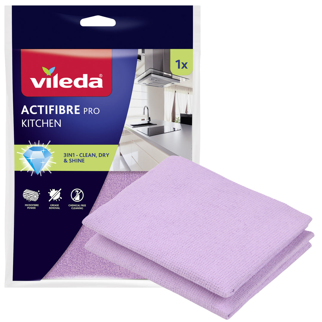 Utěrka Vileda Actifibre Pro, kuchyňská, 1 ks, z mikrovlákna, povrchová úprava PVA, lze prát při teplotě do 60 °C, 183303
