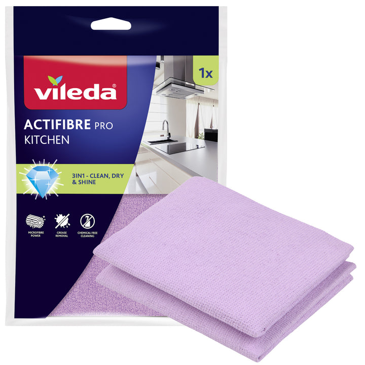 Utěrka Vileda Actifibre Pro, kuchyňská, 1 ks, z mikrovlákna, povrchová úprava PVA, lze prát při teplotě do 60 °C, 183303