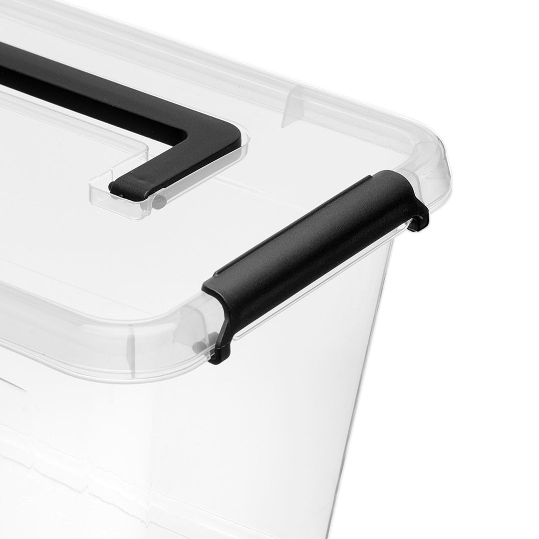 Nádoba Moxom SimpleStore, objem 40 l, průhledná, víko s klipy, s kolečky, bez BPA, 04-0076