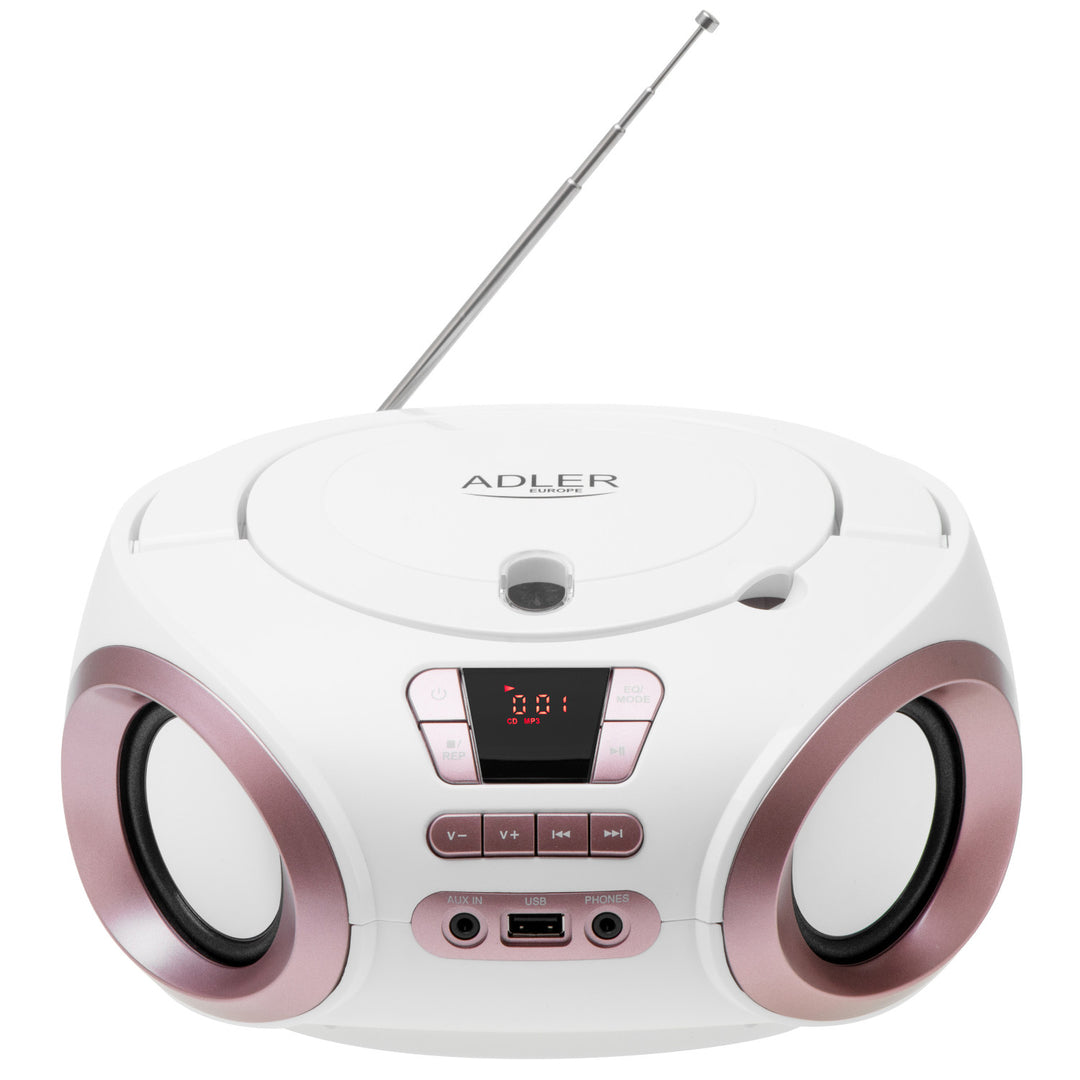 Rádio Boombox CD-MP3, USB, FM rádio, AUX, výstup pro sluchátka, Adler, AD 1181