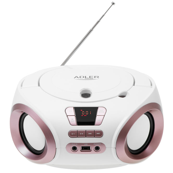 Rádio Boombox CD-MP3, USB, FM rádio, AUX, výstup pro sluchátka, Adler, AD 1181