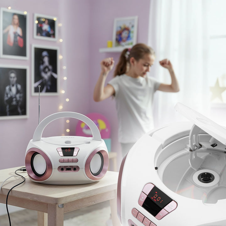Rádio Boombox CD-MP3, USB, FM rádio, AUX, výstup pro sluchátka, Adler, AD 1181