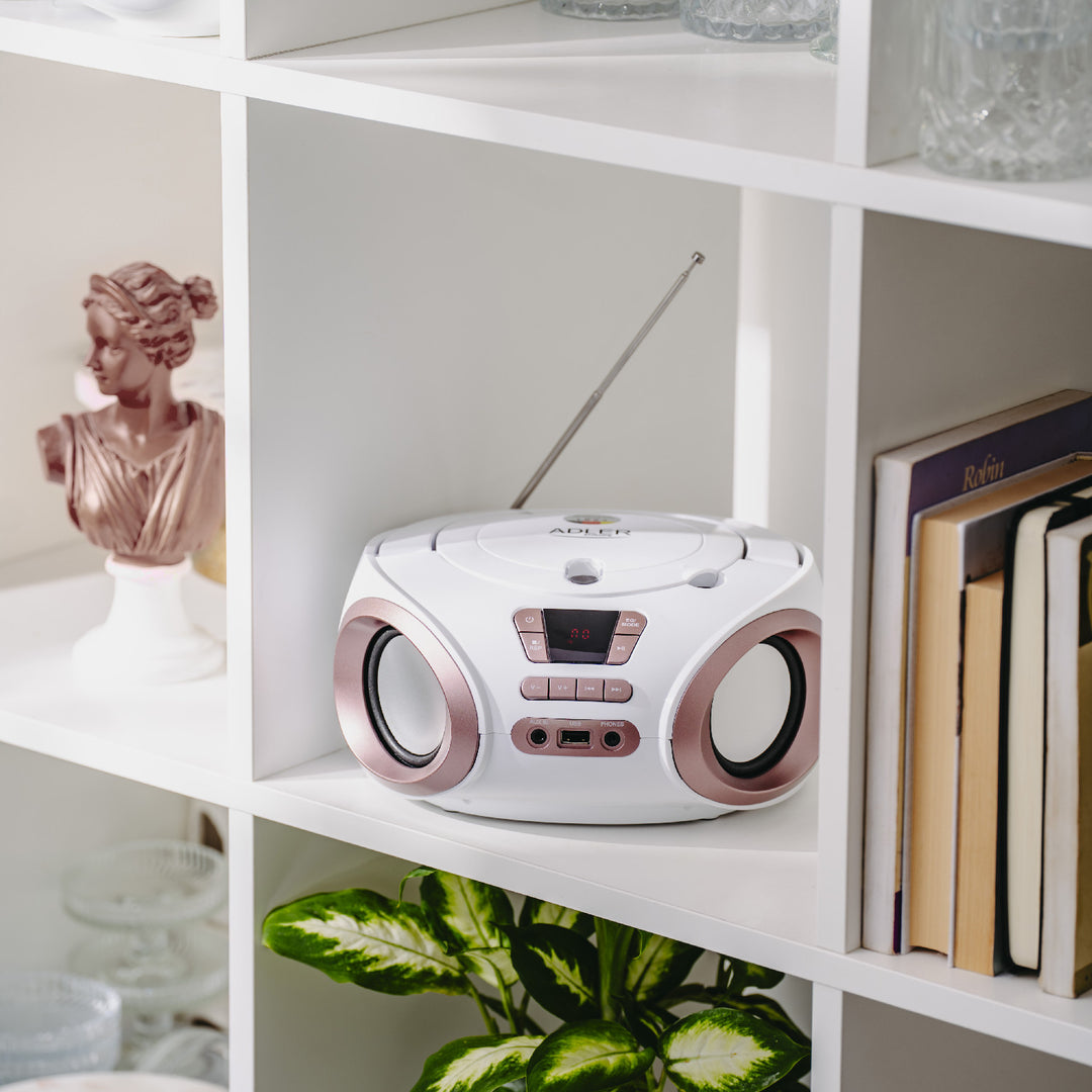 Rádio Boombox CD-MP3, USB, FM rádio, AUX, výstup pro sluchátka, Adler, AD 1181