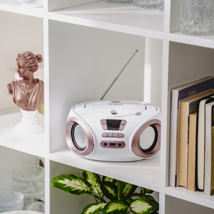 Rádio Boombox CD-MP3, USB, FM rádio, AUX, výstup pro sluchátka, Adler, AD 1181