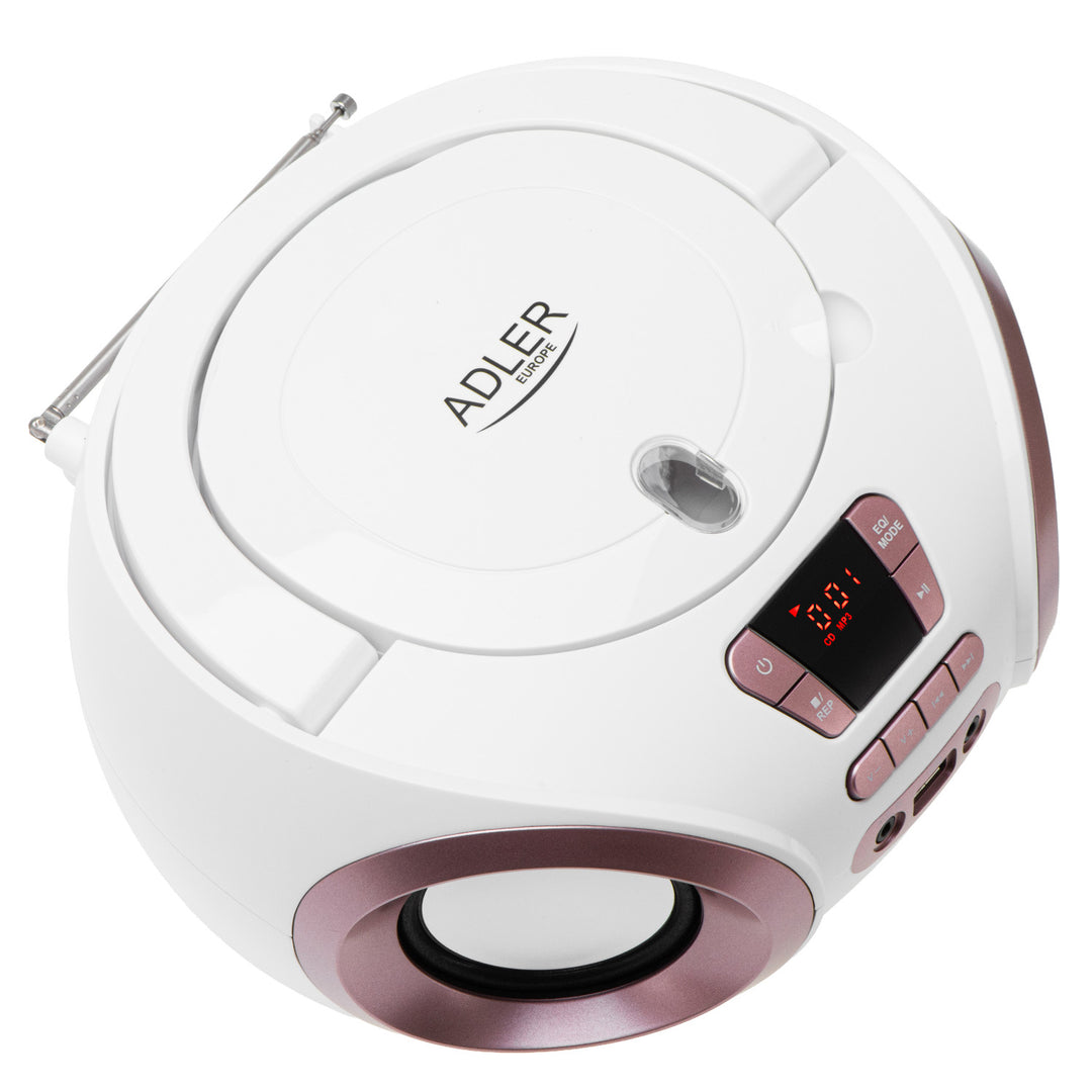 Rádio Boombox CD-MP3, USB, FM rádio, AUX, výstup pro sluchátka, Adler, AD 1181