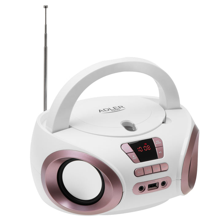 Rádio Boombox CD-MP3, USB, FM rádio, AUX, výstup pro sluchátka, Adler, AD 1181