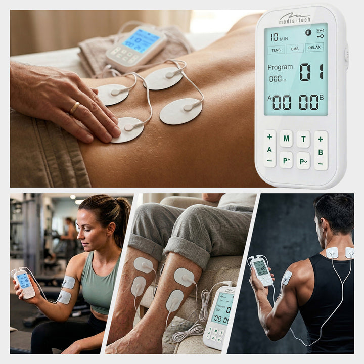 Masážní přístroj a elektrostimulátor svalů, TENS/EMS, stimulace 3 v 1, Mediatech, MT6543
