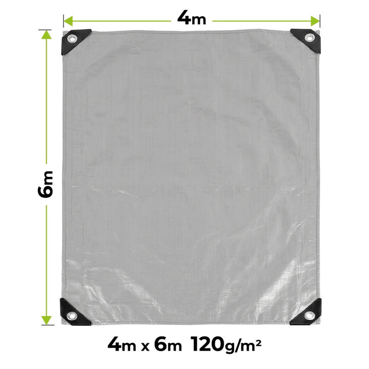 Stříbrná plachta 120 g, 4 x 6 m, VA0476, voděodolná, Vayox