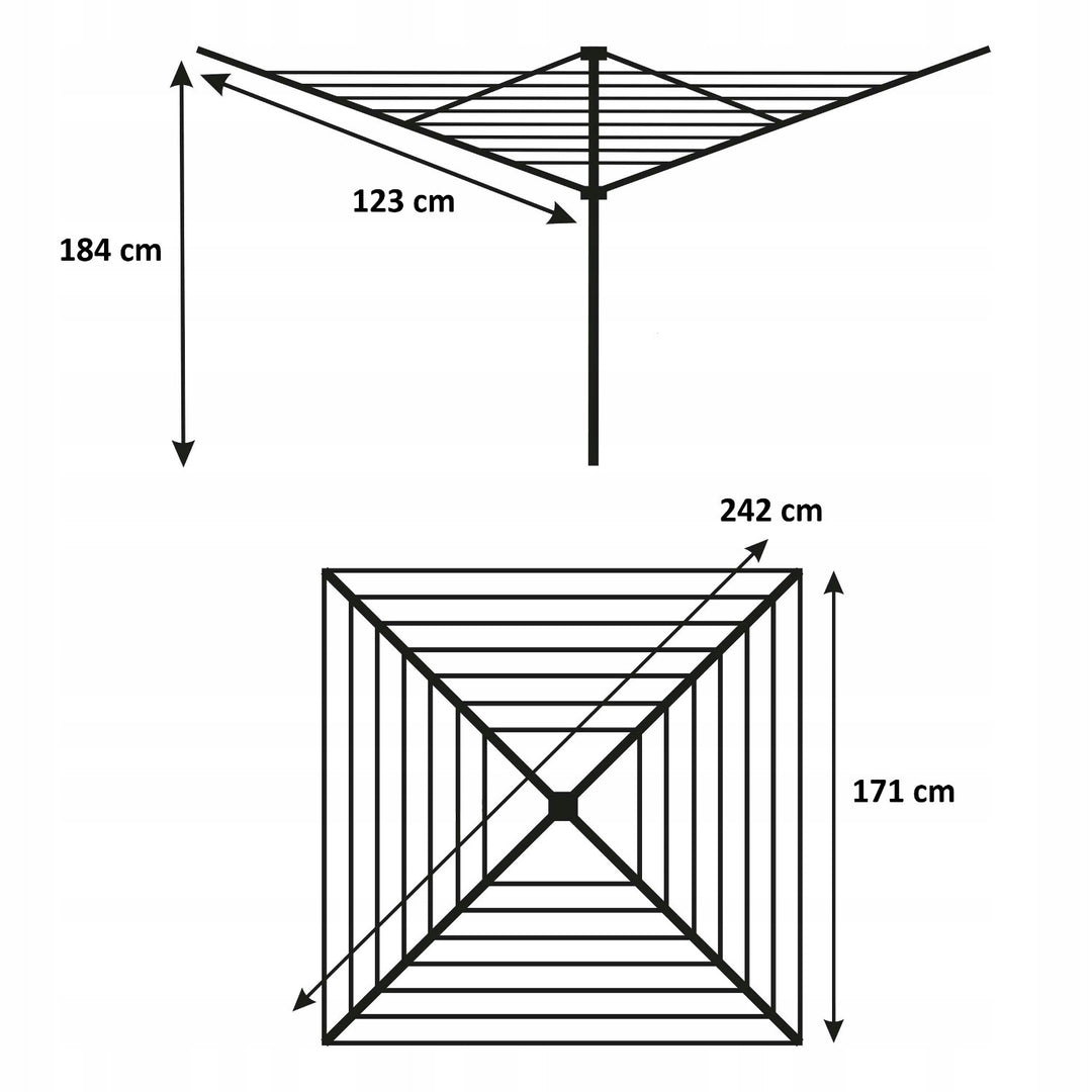 Zahradní sušák na prádlo, otočný, 50 m, 4 ramena, Sepio