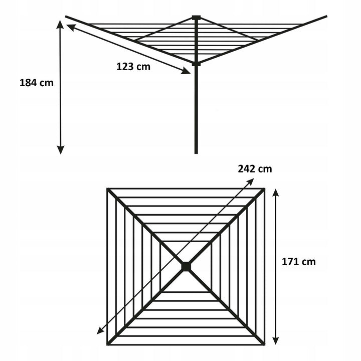 Zahradní sušák na prádlo, otočný, 50 m, 4 ramena, Sepio