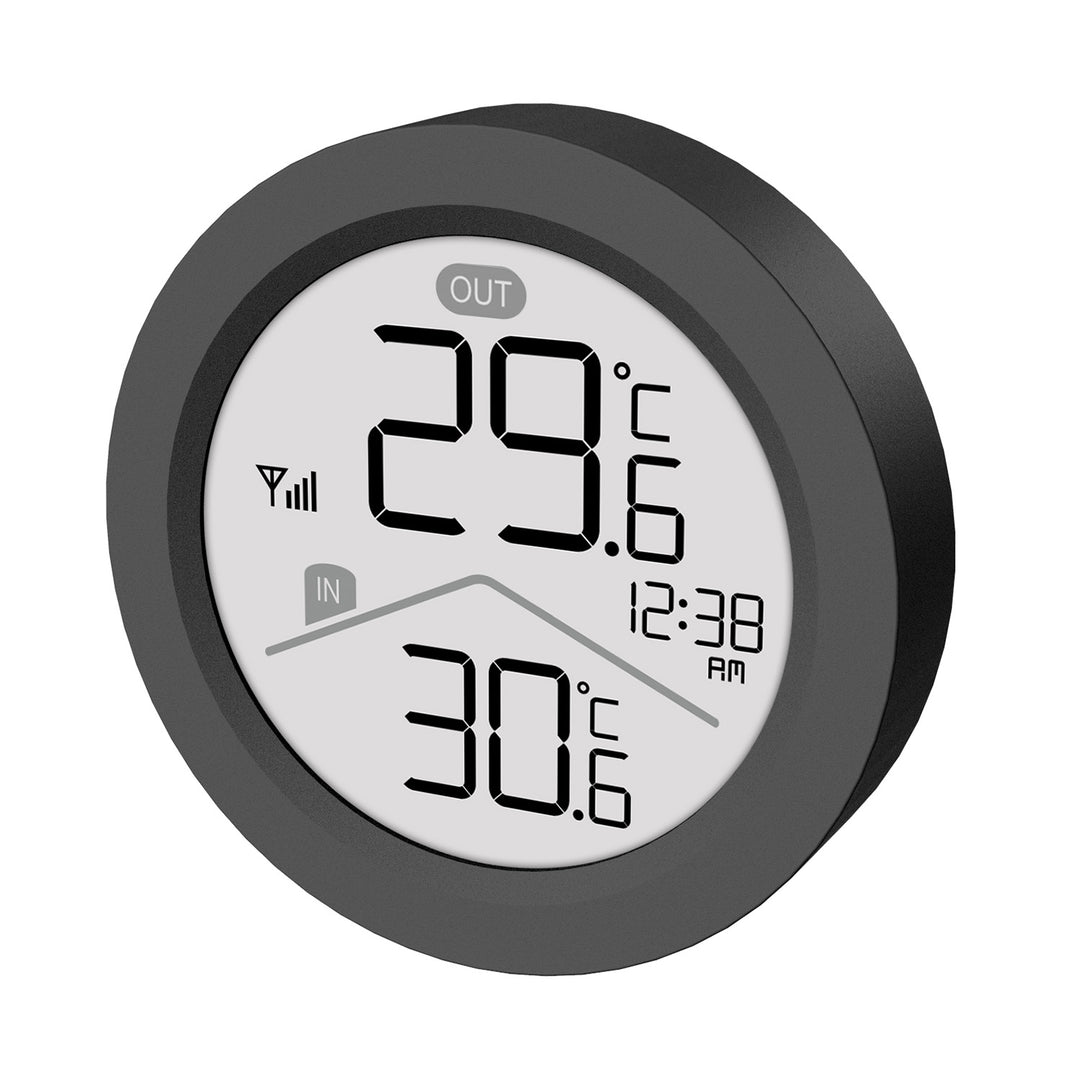 Bezdrátová meteorologická stanice GreenBlue, teplota uvnitř/venku, hodiny, volba °C / °F, dosah až 60 m, černá, GB162 B + 4 ks alkalické baterie AAA Varta Industrial