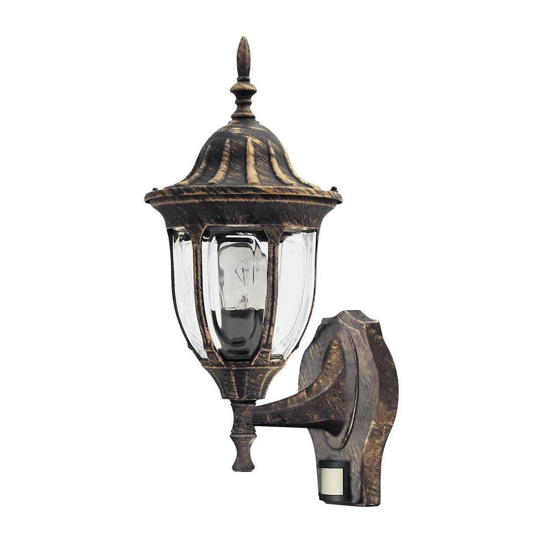 Nástěnné svítidlo Rabalux, venkovní, s pohybovým čidlem, IP43, E27, max. 60 W, antické zlato, Milano, 4 ks