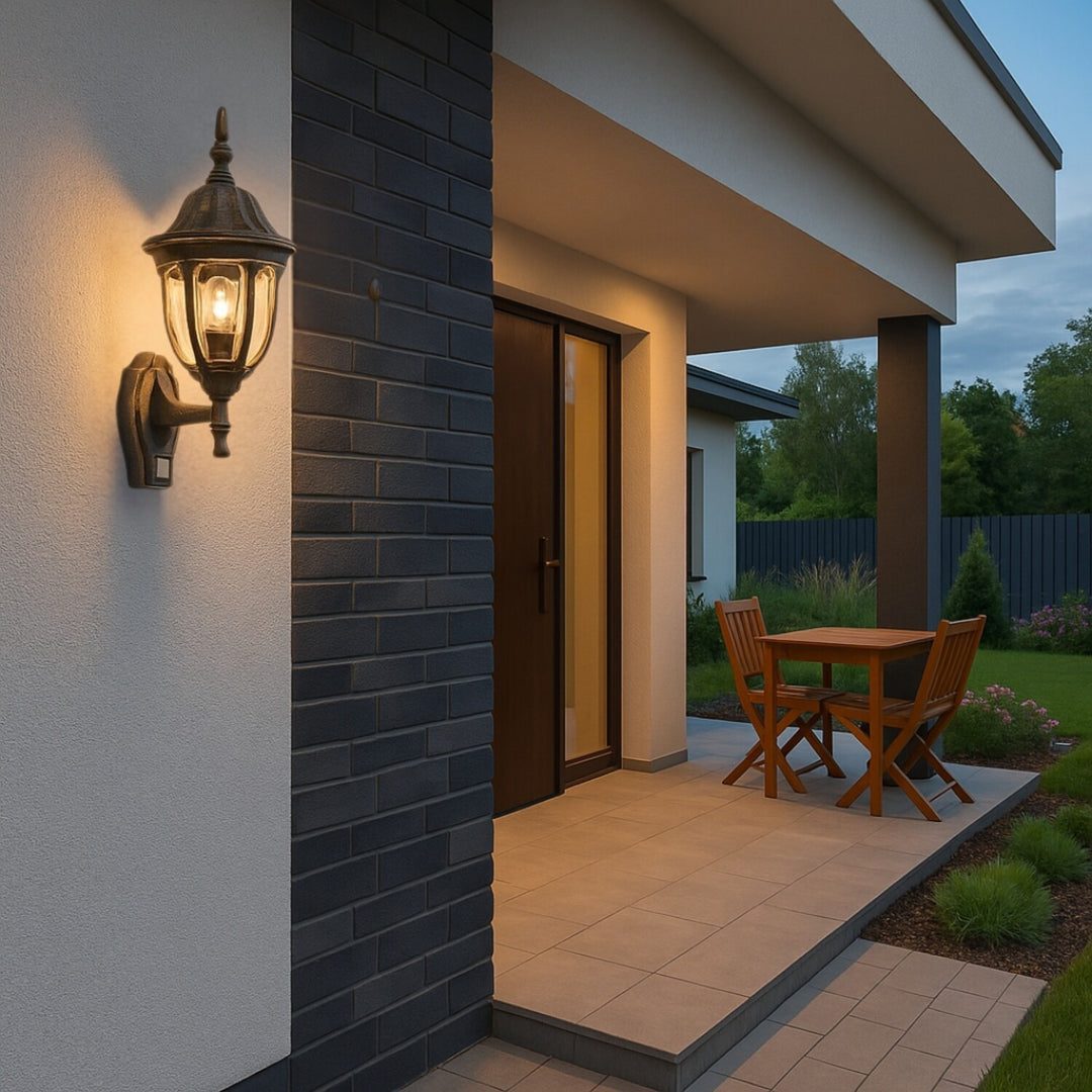 Nástěnné svítidlo Rabalux, venkovní, s pohybovým čidlem, IP43, E27, max. 60 W, antické zlato, Milano, 4 ks