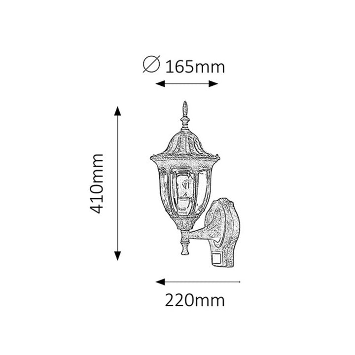 Nástěnné svítidlo Rabalux, venkovní, s pohybovým čidlem, IP43, E27, max. 60 W, antické zlato, Milano, 4 ks