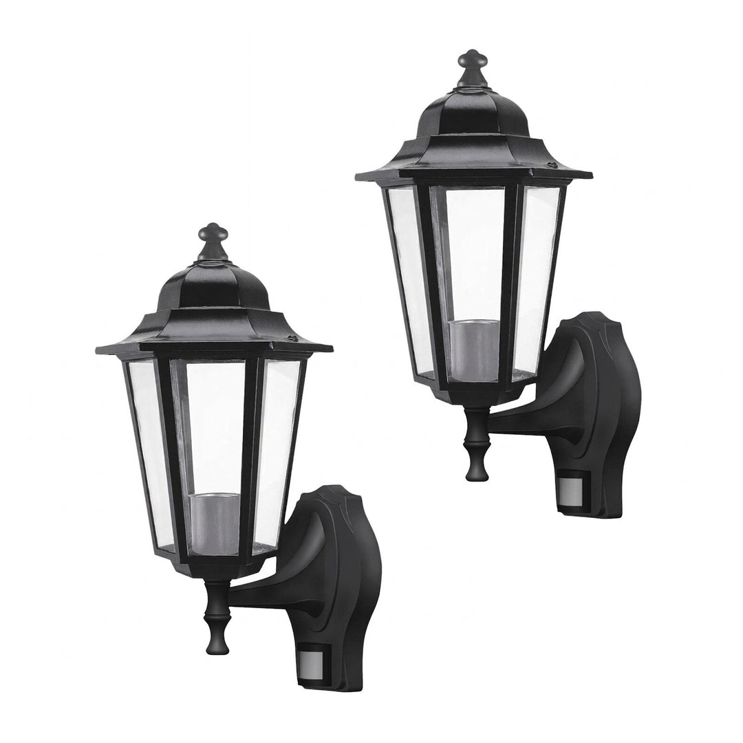 Nástěnné svítidlo Rabalux, venkovní, s pohybovým čidlem, IP43, E27, max. 60 W, černé, Velence, 2 ks