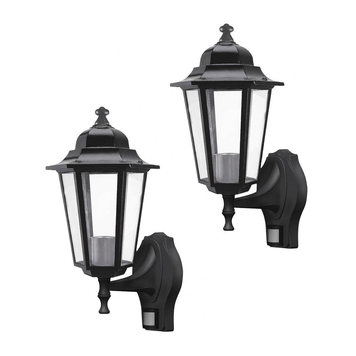 Nástěnné svítidlo Rabalux, venkovní, s pohybovým čidlem, IP43, E27, max. 60 W, černé, Velence, 2 ks