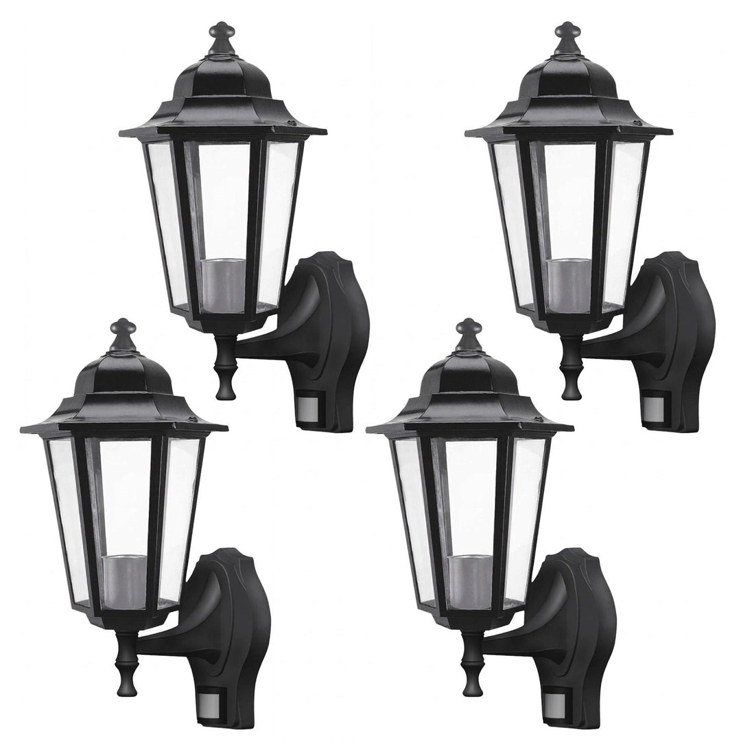 Nástěnné svítidlo Rabalux, venkovní, s pohybovým senzorem, IP43, E27, max. 60 W, černé, Velence, 4 ks