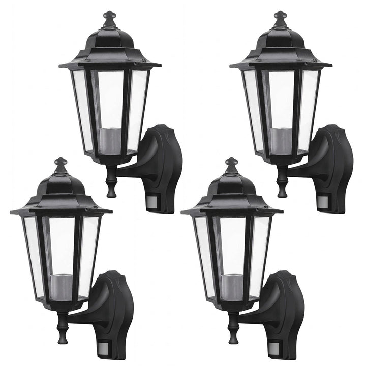 Nástěnné svítidlo Rabalux, venkovní, s pohybovým senzorem, IP43, E27, max. 60 W, černé, Velence, 4 ks
