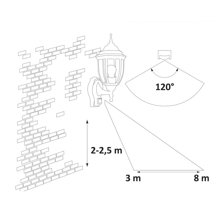 Nástěnné svítidlo Rabalux, venkovní, s pohybovým čidlem, IP43, E27, max. 60 W, antické zlato, Nizza, 2 ks