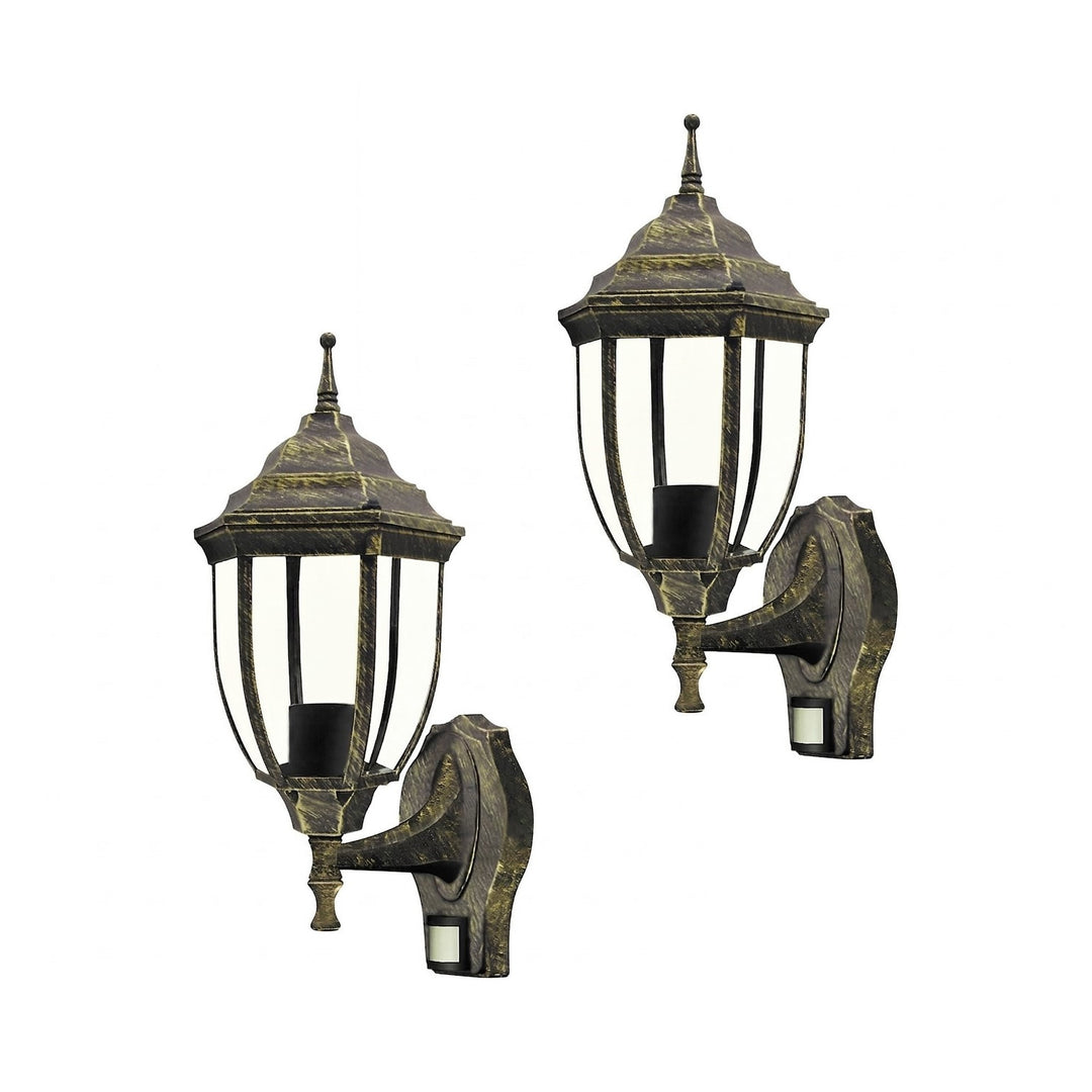 Nástěnné svítidlo Rabalux, venkovní, s pohybovým čidlem, IP43, E27, max. 60 W, antické zlato, Nizza, 2 ks