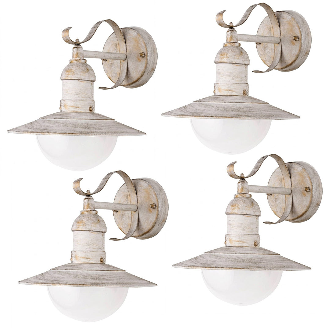 Nástěnná lampa Rabalux, venkovní, IP44, E27, max. 60 W, antická bílá, Oslo, 4 kusy